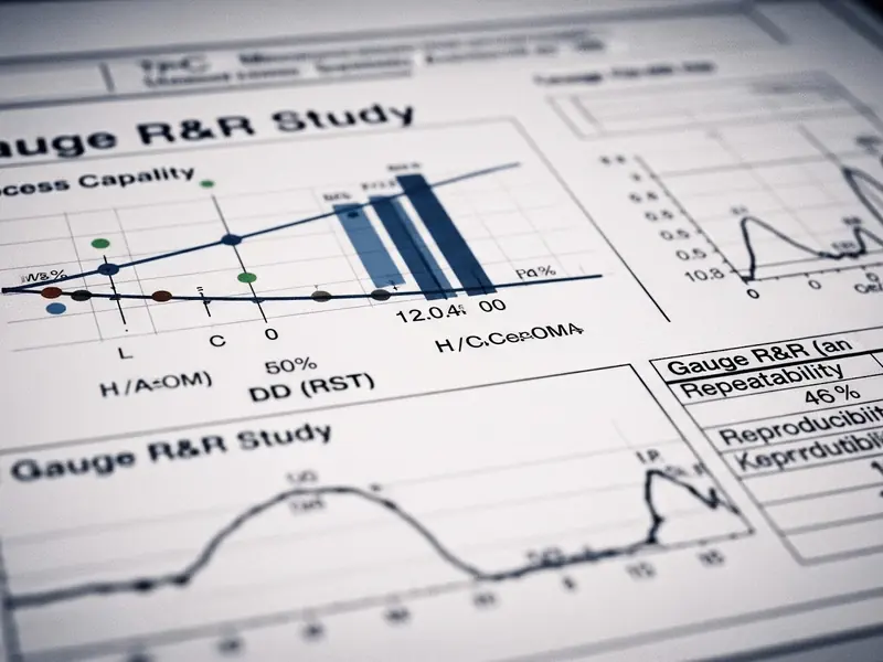 Quality engineers reviewing a gauge R&R measurement system analysis study
