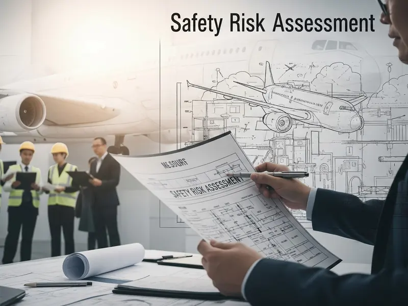 Engineers reviewing a safety risk assessment document